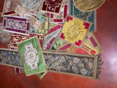 Lot of Table Runners Made from Old Fabrics and Tapestries from the 17-19 Century