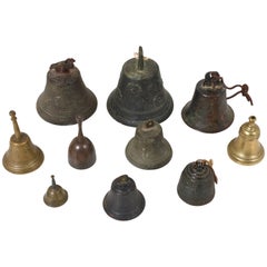 Lot of Ten Bronze Bells of Various Sizes