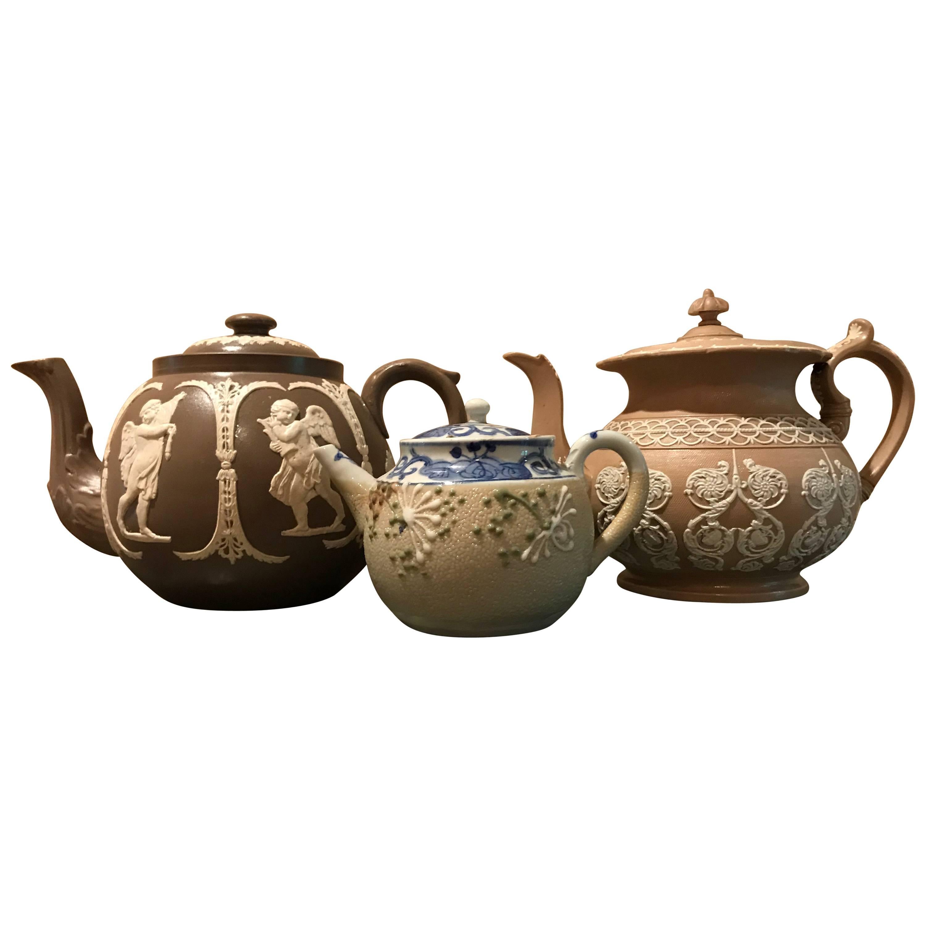 Lot of Three 19th Century English Teapot For Sale
