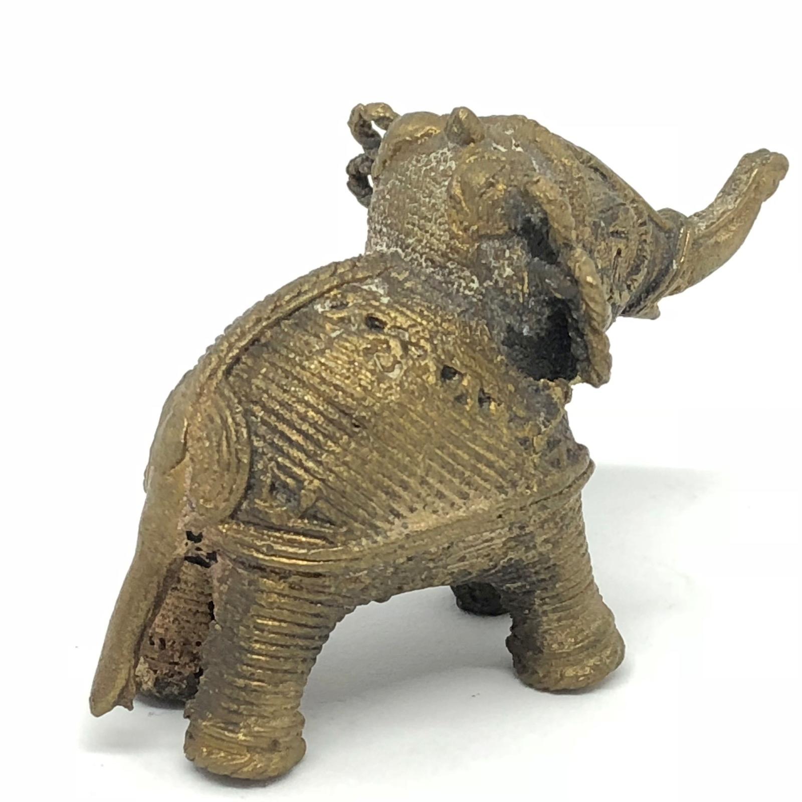 Lot of Three Asian Elephant Brass Sculpture Figures Vintage, 1950s 4
