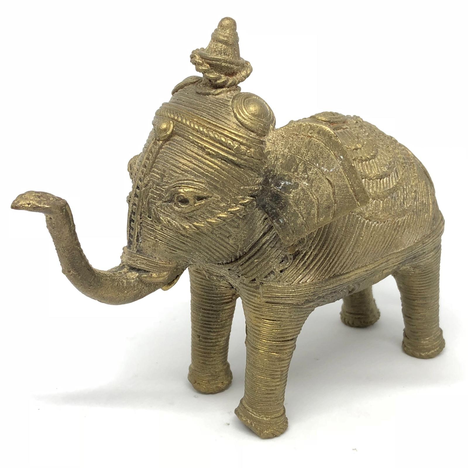 Lot of Three Asian Elephant Brass Sculpture Figures Vintage, 1950s In Good Condition In Nuernberg, DE