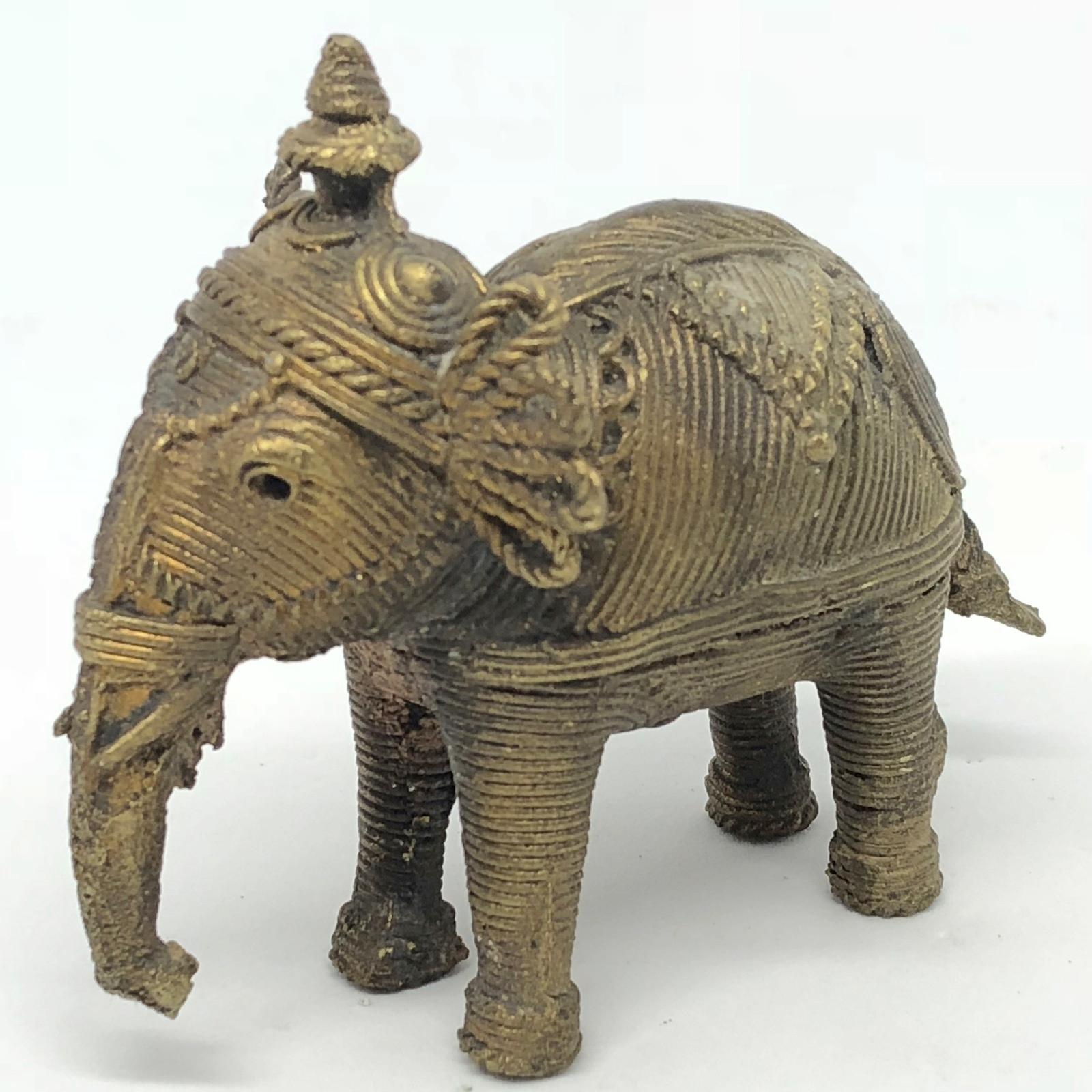 Lot of Three Asian Elephant Brass Sculpture Figures Vintage, 1950s 1