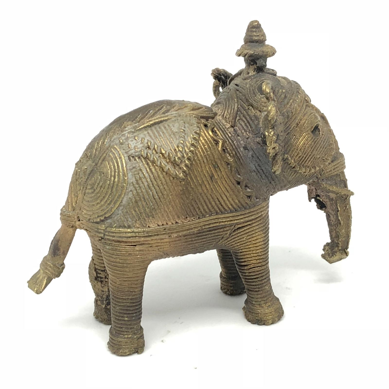 Lot of Three Asian Elephant Brass Sculpture Figures Vintage, 1950s 2