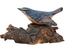 Lot of Three Carved Wood Bird Black Forest Folk Art Austria 1960s