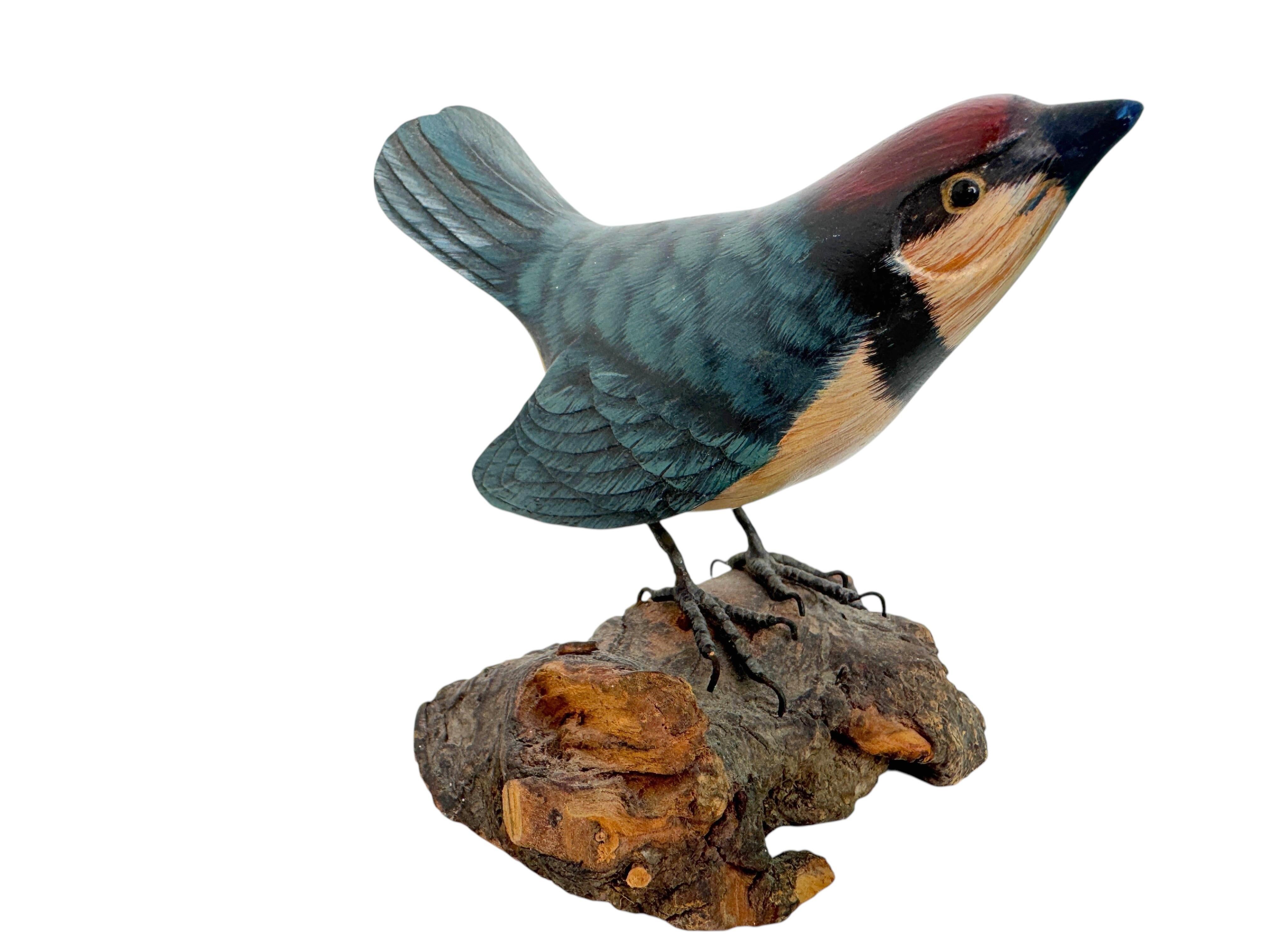 Hand-Carved Lot of Three Carved Wood Bird Black Forest Folk Art Austria 1960s For Sale