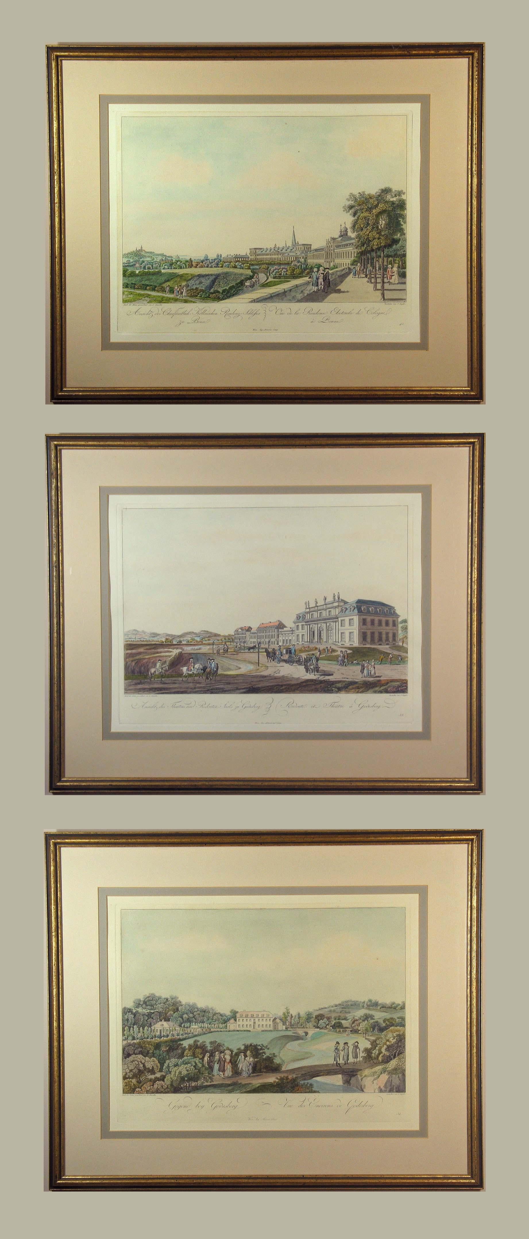 Lot of Three Framed Decorative Hand Colored Topographical Etchings For Sale 4