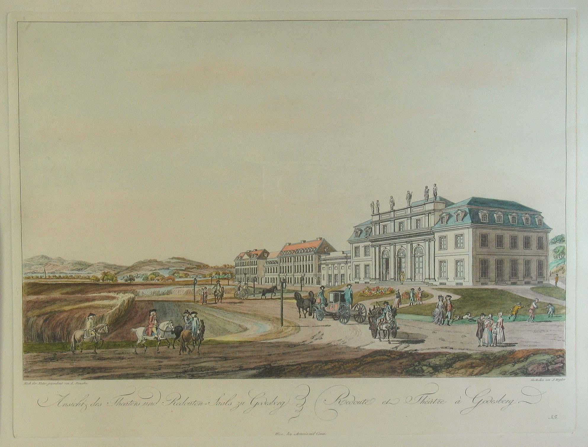 XIXe siècle Lot de trois eaux-fortes décoratives encadrées, colorées à la main en vente