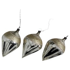 Lot of three Mercury Glass Christmas Ornaments Antique German, 1910s