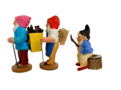 Lot of Three Putz Toy Gnomes Antique German Erzgebirge Christmas 1920s