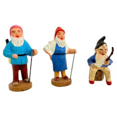 Lot of Three Putz Toy Gnomes Antike Deutsche Erzgebirge Weihnachts 1920er Jahre