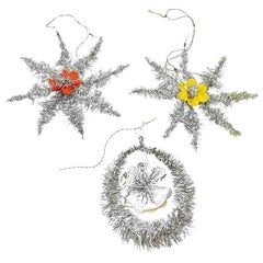 Lot of Three Tinsel Christmas Ornaments Vintage, German