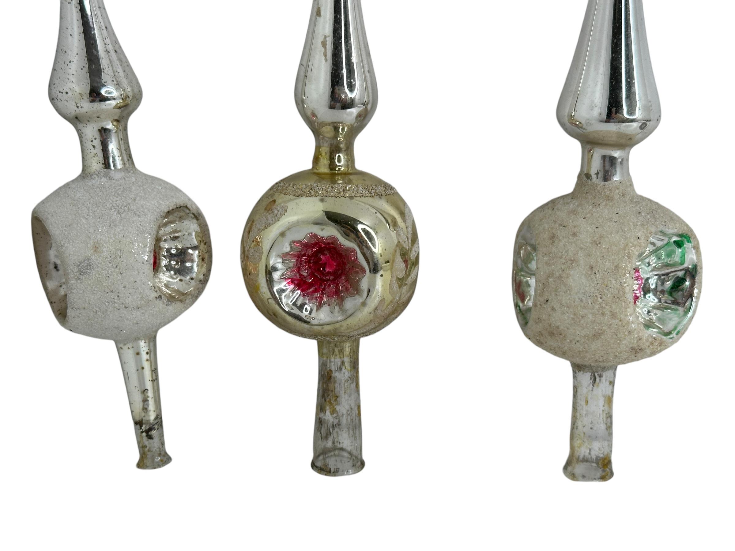 20th Century Lot of Three Vintage Antique Mercury Glass Christmas Tree Topper German, 1910s For Sale