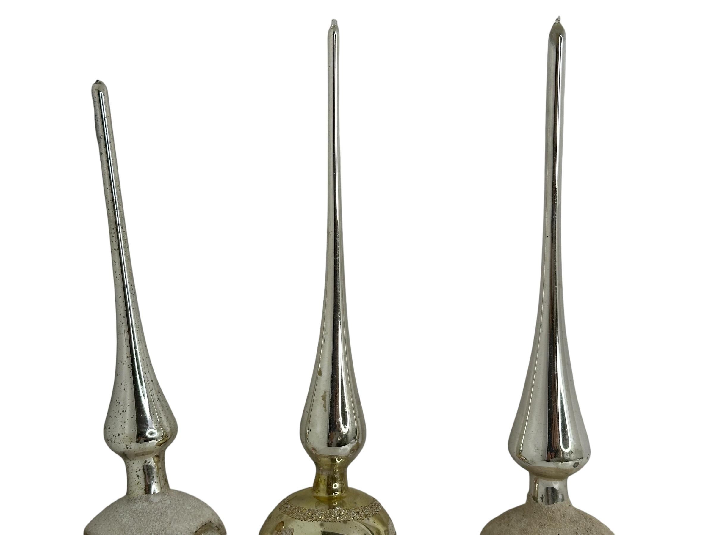 Lot of Three Vintage Antique Mercury Glass Christmas Tree Topper German, 1910s For Sale 1