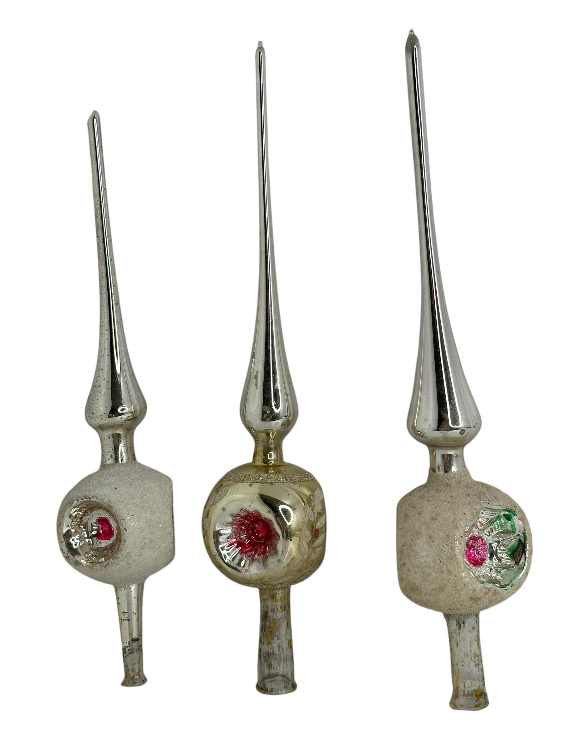 Lot of Three Vintage Antique Mercury Glass Christmas Tree Topper German, 1910s For Sale 2