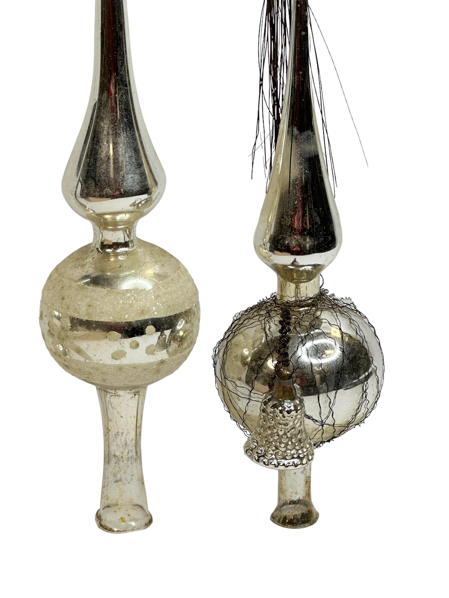 Lot of Three Vintage Antique Mercury Glass Weihnachtsbaumaufsatz aus Quecksilberglas, Deutsch, 1910er Jahre im Angebot 3