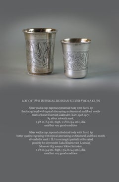 Lot of Two Imperial Russian Silver Vodka Cups