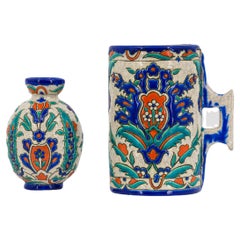 Lot of two pottery IZNIK style Boch Catteau Collection Design D.69
