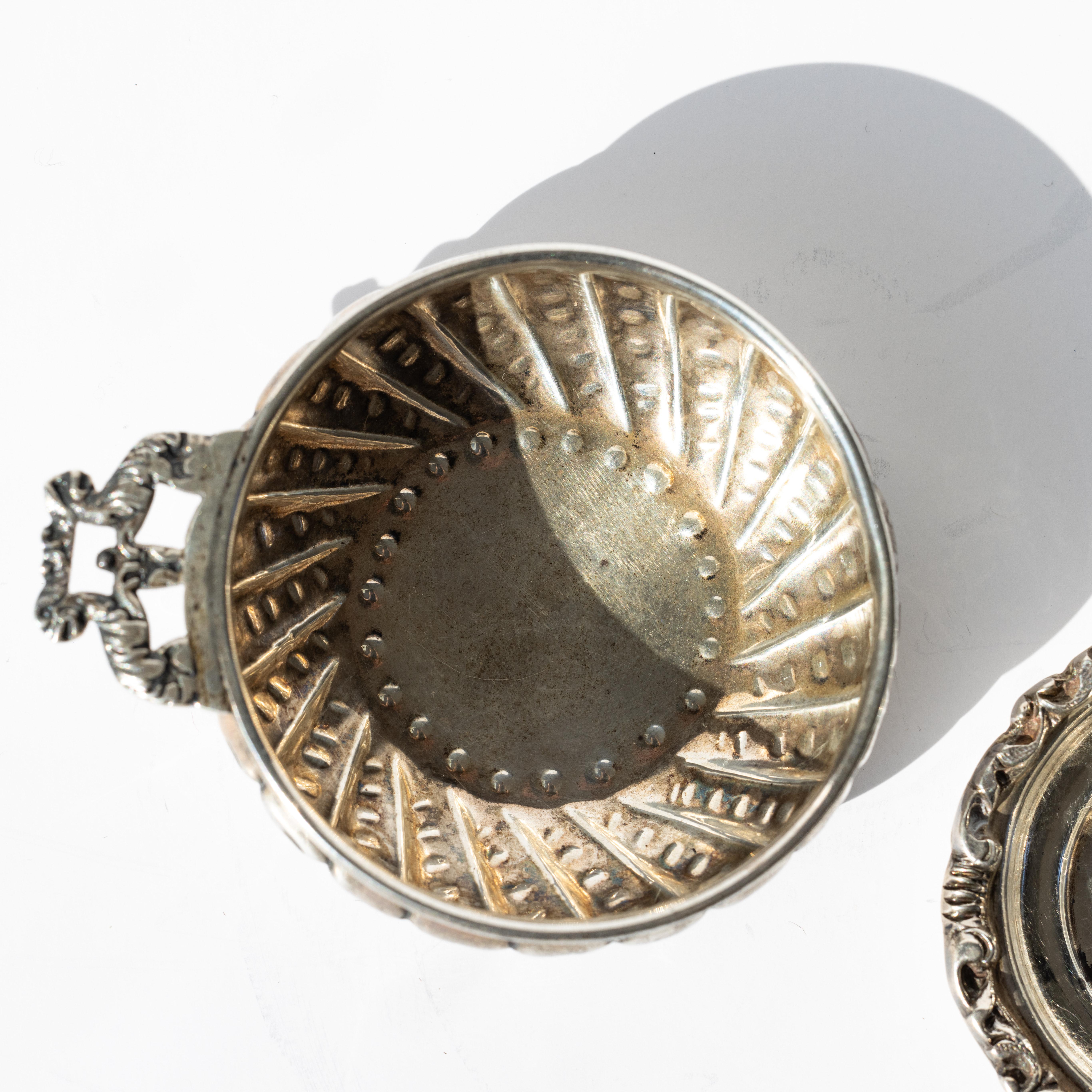Women's or Men's Lot of Two Silver Pieces: Marked Silver Cup and Sterling Silver Caviar Dish For Sale