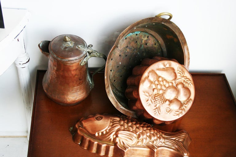 Lot Old Copper Molds And Utensils To Decorate Your Kitchen For