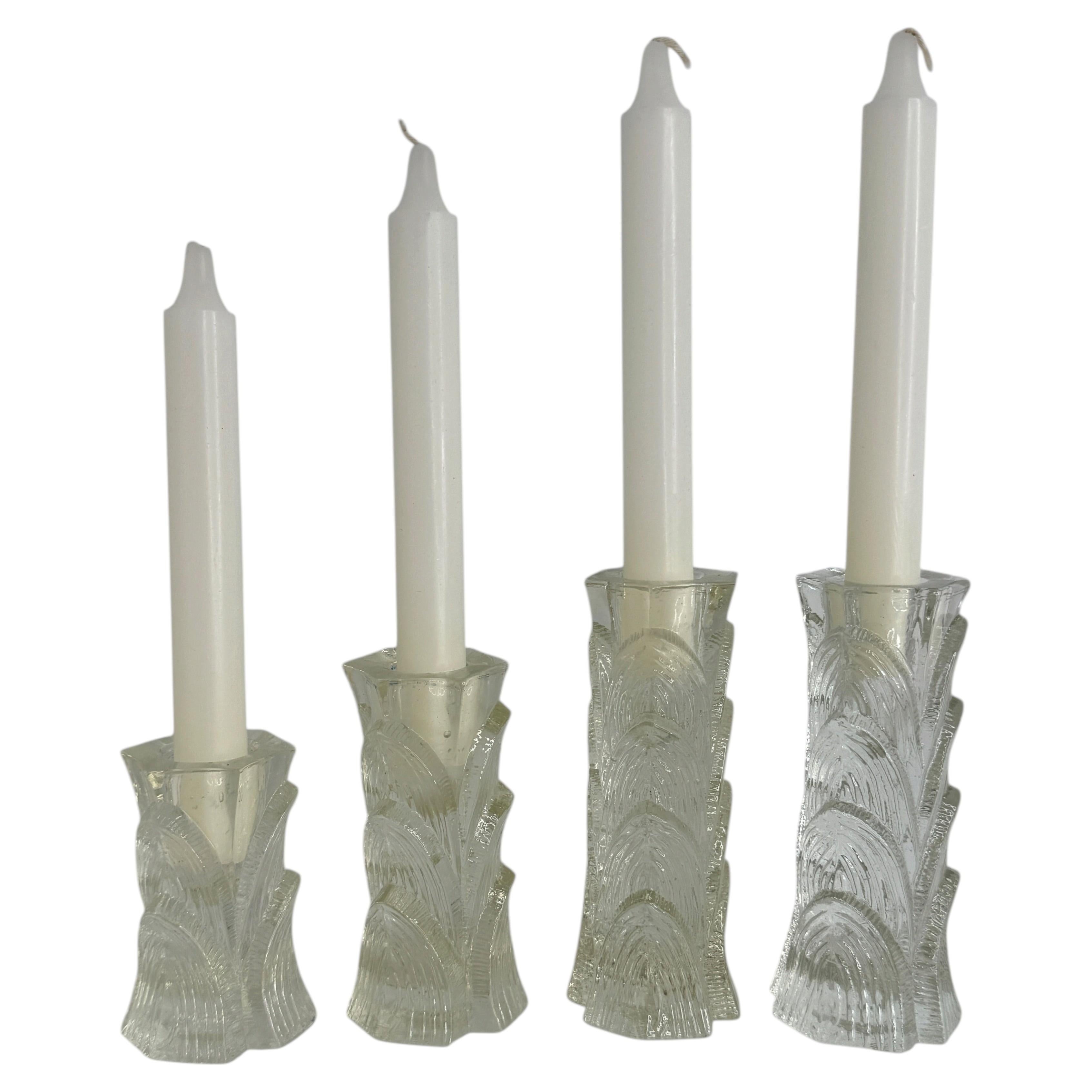 Lot Swedish Modern Art Glass Candlesticks by Lars Hellsten for Orrefors