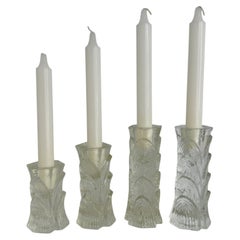 Lot Swedish Modern Art Glass Candlesticks by Lars Hellsten for Orrefors