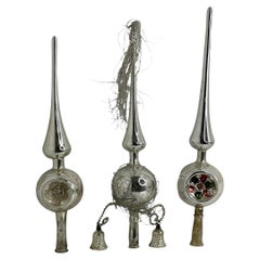 Lot Three Large Vintage Antique Mercury Glass Christmas Tree Topper German 1920s