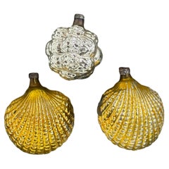 Lot de trois ornements de Noël en verre mercuré coquillage, vintage allemand, années 1910