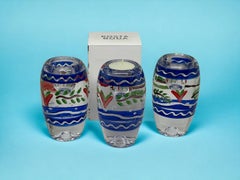 Drei moderne schwedische Kerzenständer aus Kunstglas von Vallien für Kosta Boda