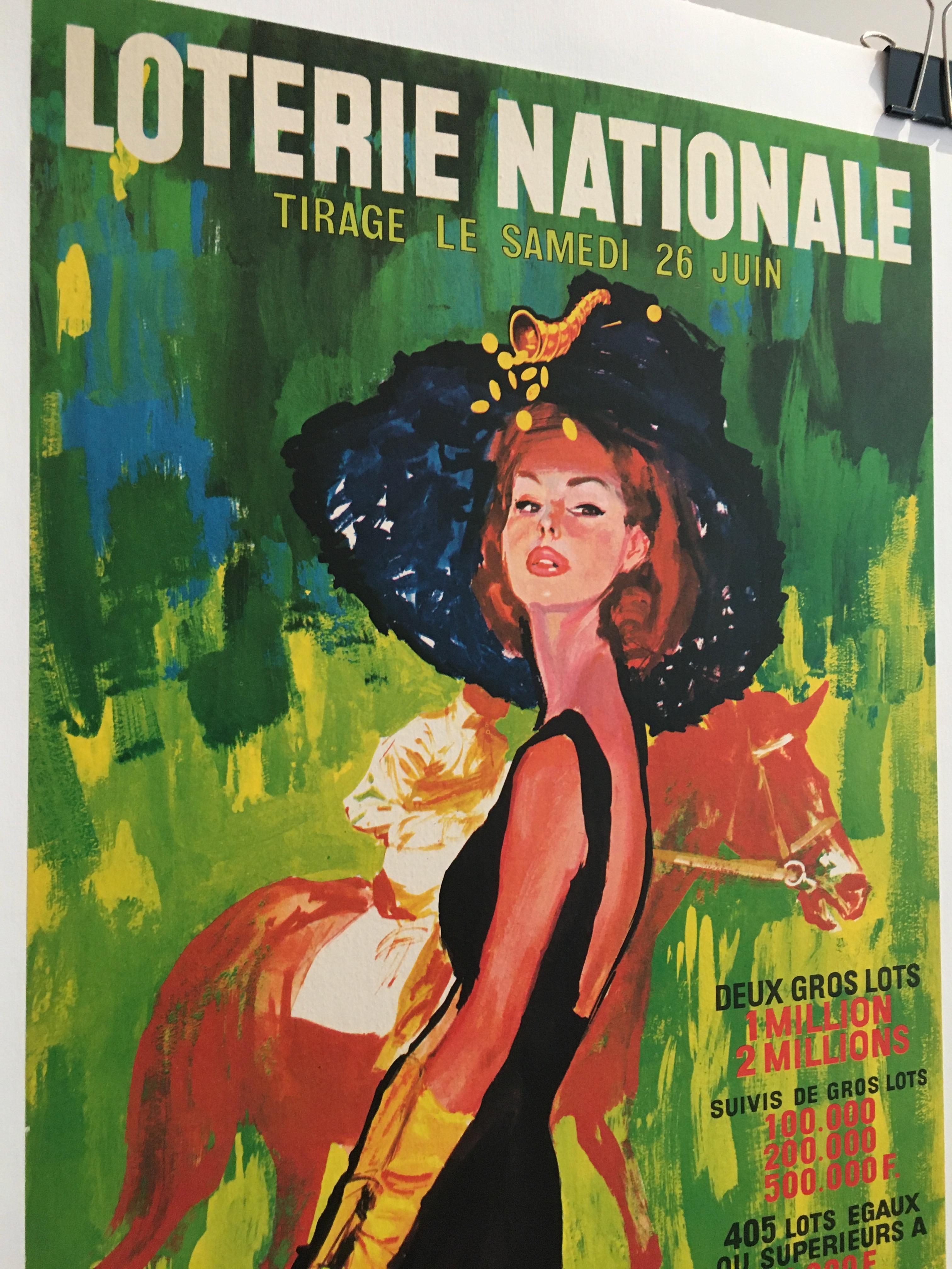 Mid-20th Century 'Loterie Nationale' Original Vintage French Lithograph Poster, by Brenot, 1965 For Sale