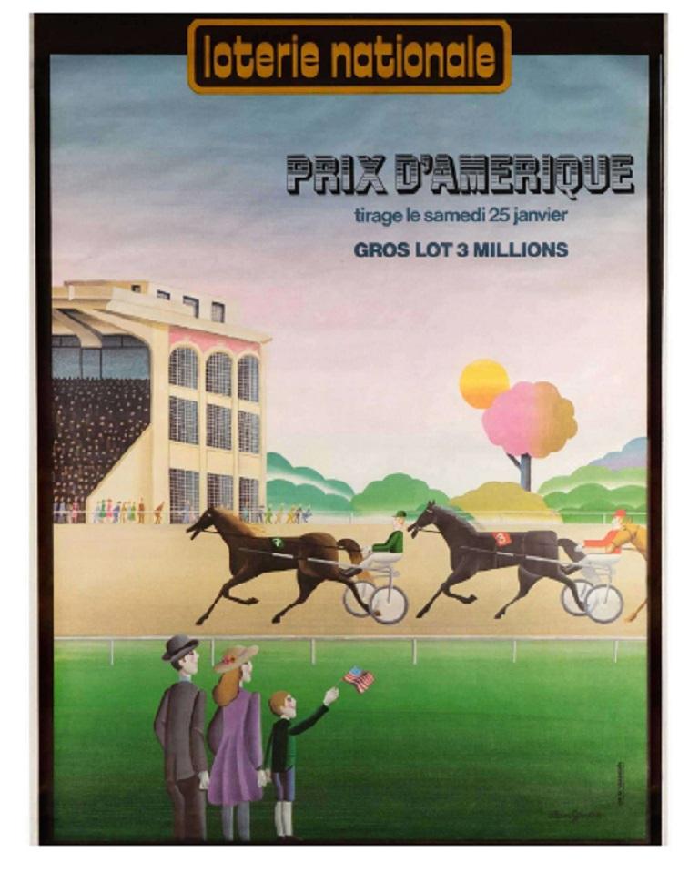 Late 20th Century Loterie Nationale Prix d’Amérique Original Vintage Poster
