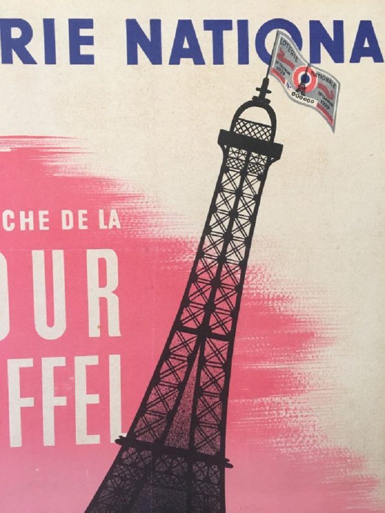 Loterie Nationale Tranche de la Tour Eiffel Original Vintage Poster In Good Condition In Melbourne, Victoria
