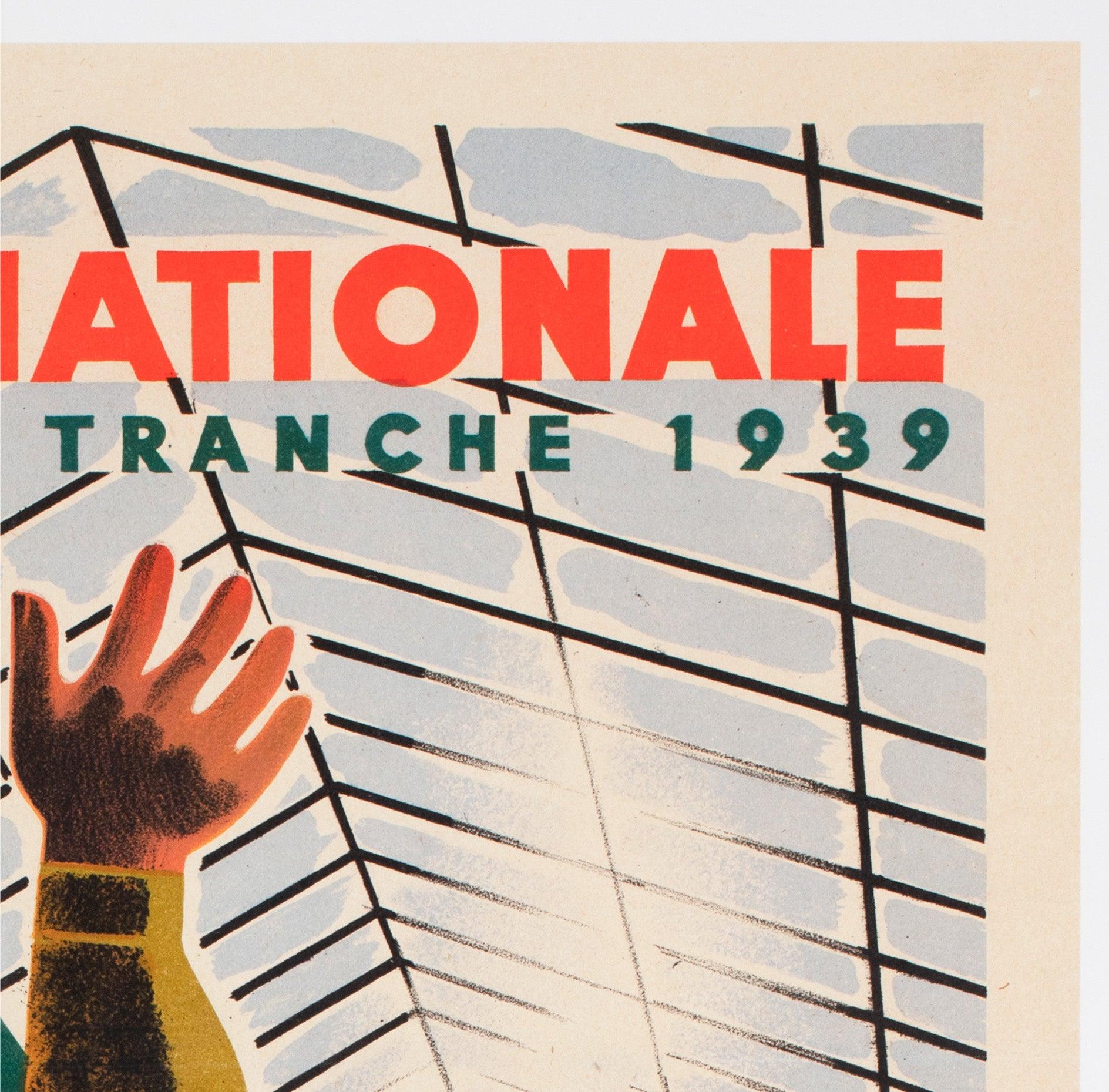 Loterie Nationale Week End 1939 SNCF Frenc Railway Lottery Poster In Excellent Condition For Sale In Bath, Somerset