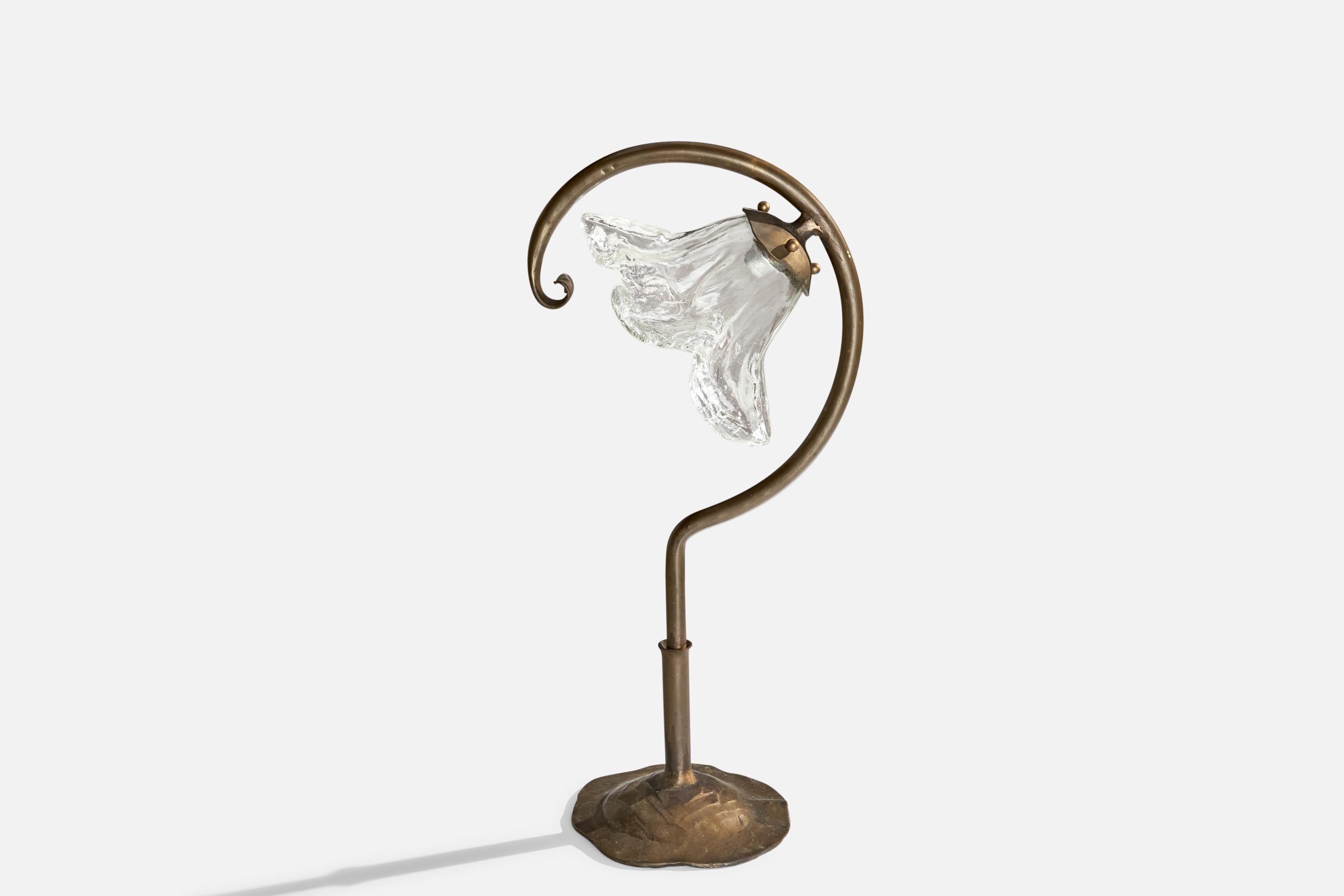 Lothar Klute Attribution, Large Table Lamp, Bronze, Glass, Germany, 1980s In Good Condition For Sale In High Point, NC