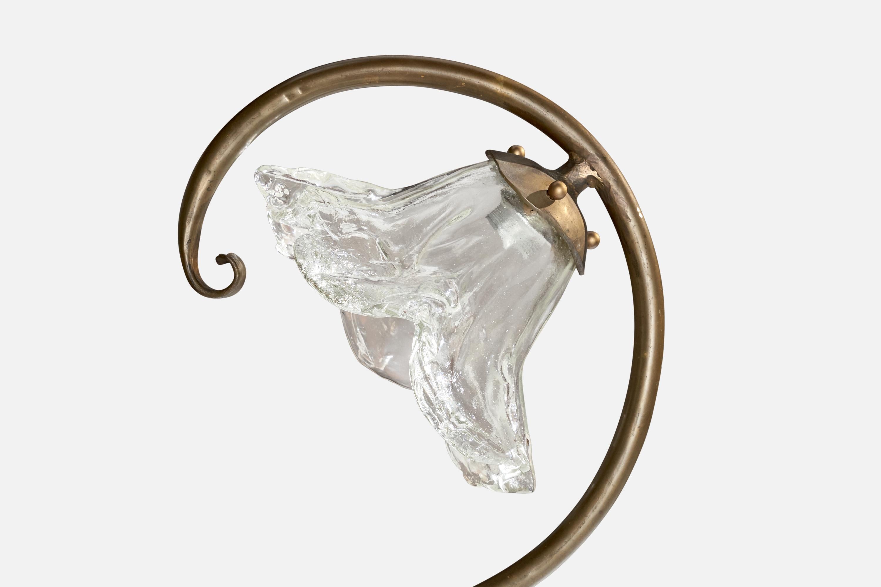 Lothar Klute Attribution, Large Table Lamp, Bronze, Glass, Germany, 1980s For Sale 1
