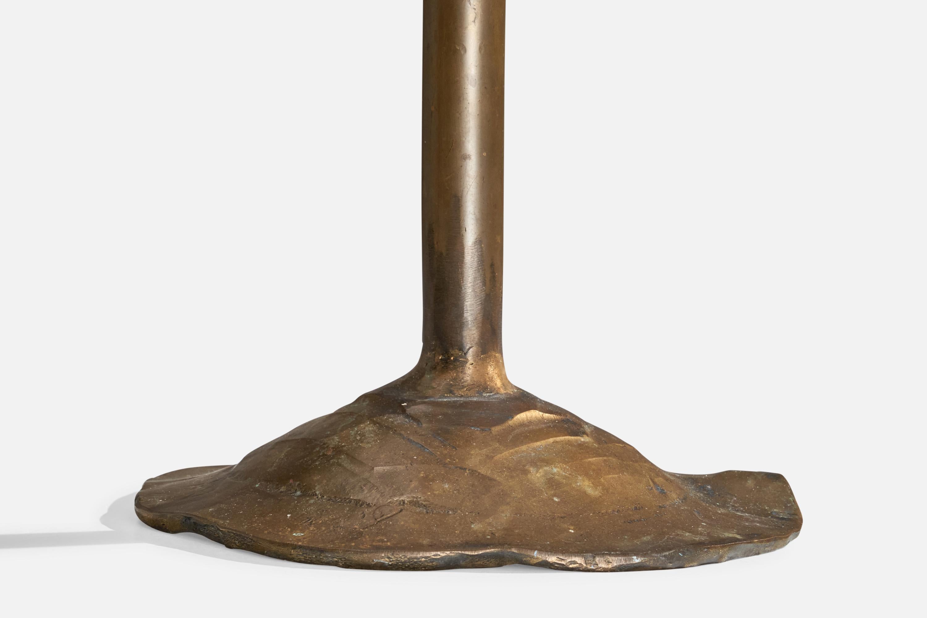 Lothar Klute Attribution, Large Table Lamp, Bronze, Glass, Germany, 1980s For Sale 5