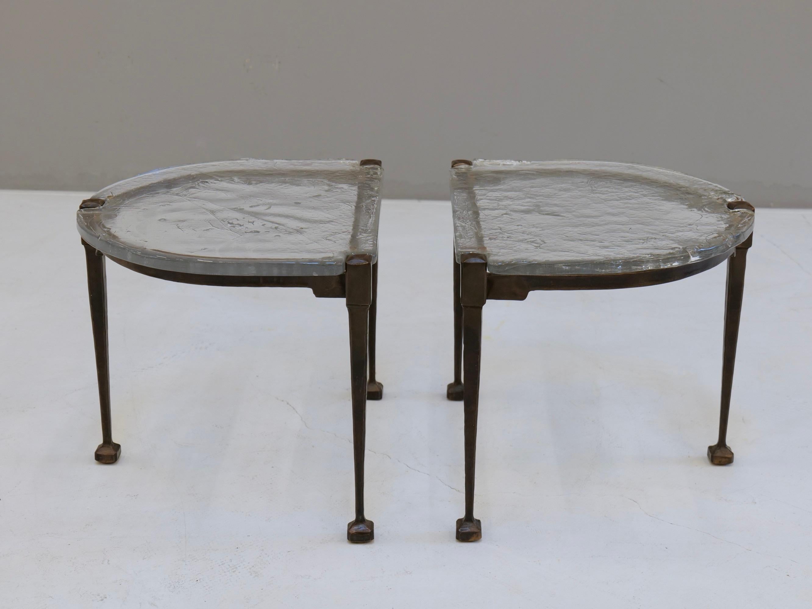 Lothar Klute forged bronze brutalist tables with cast glass - 1980s Brutalista en venta