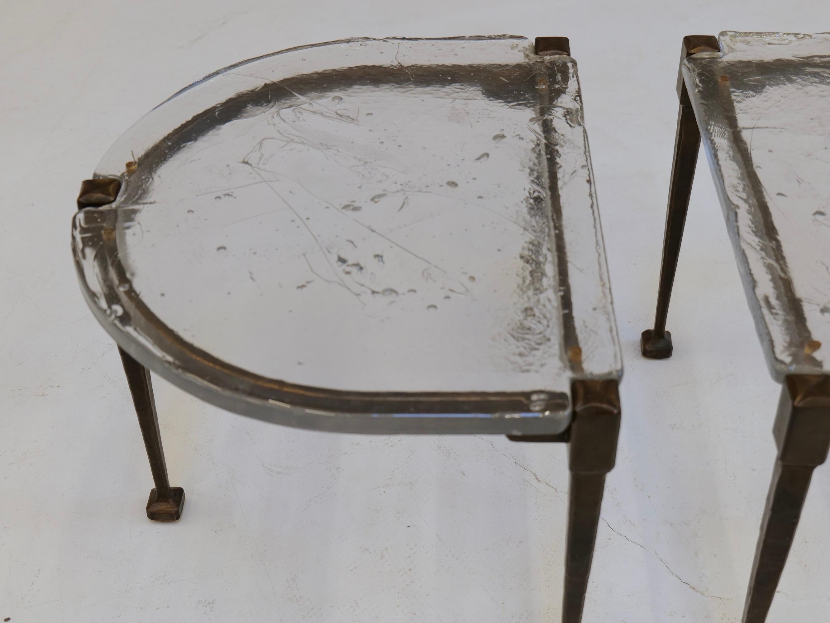 Lothar Klute forged bronze brutalist tables with cast glass - 1980s Vaciado en venta