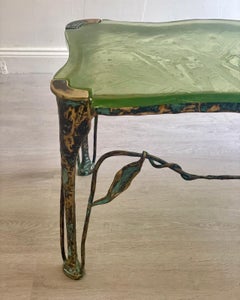 Lothar Klute forged bronze coffee table with cast glass- 1980s