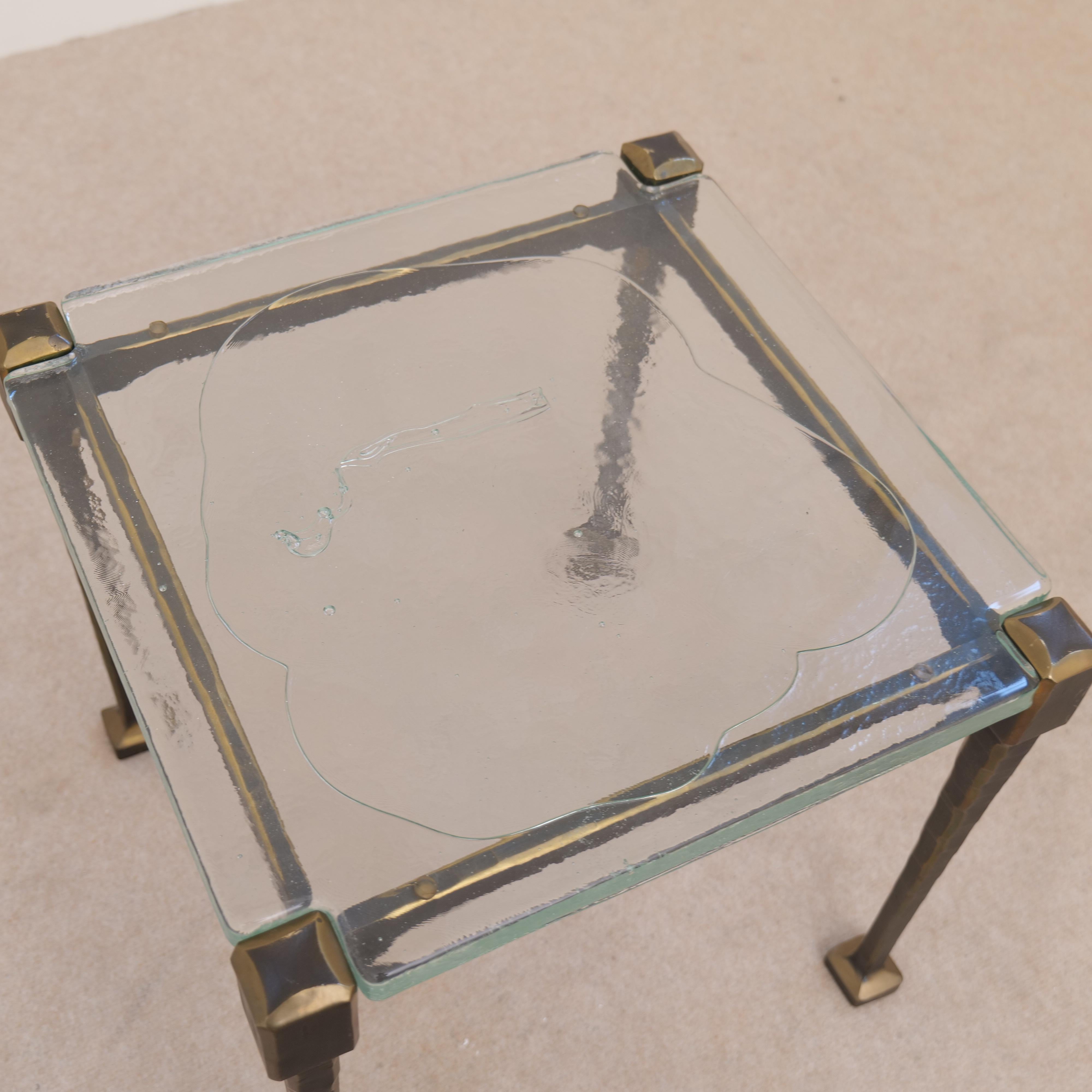Lothar Klute forged bronze table with cast glass For Sale 2