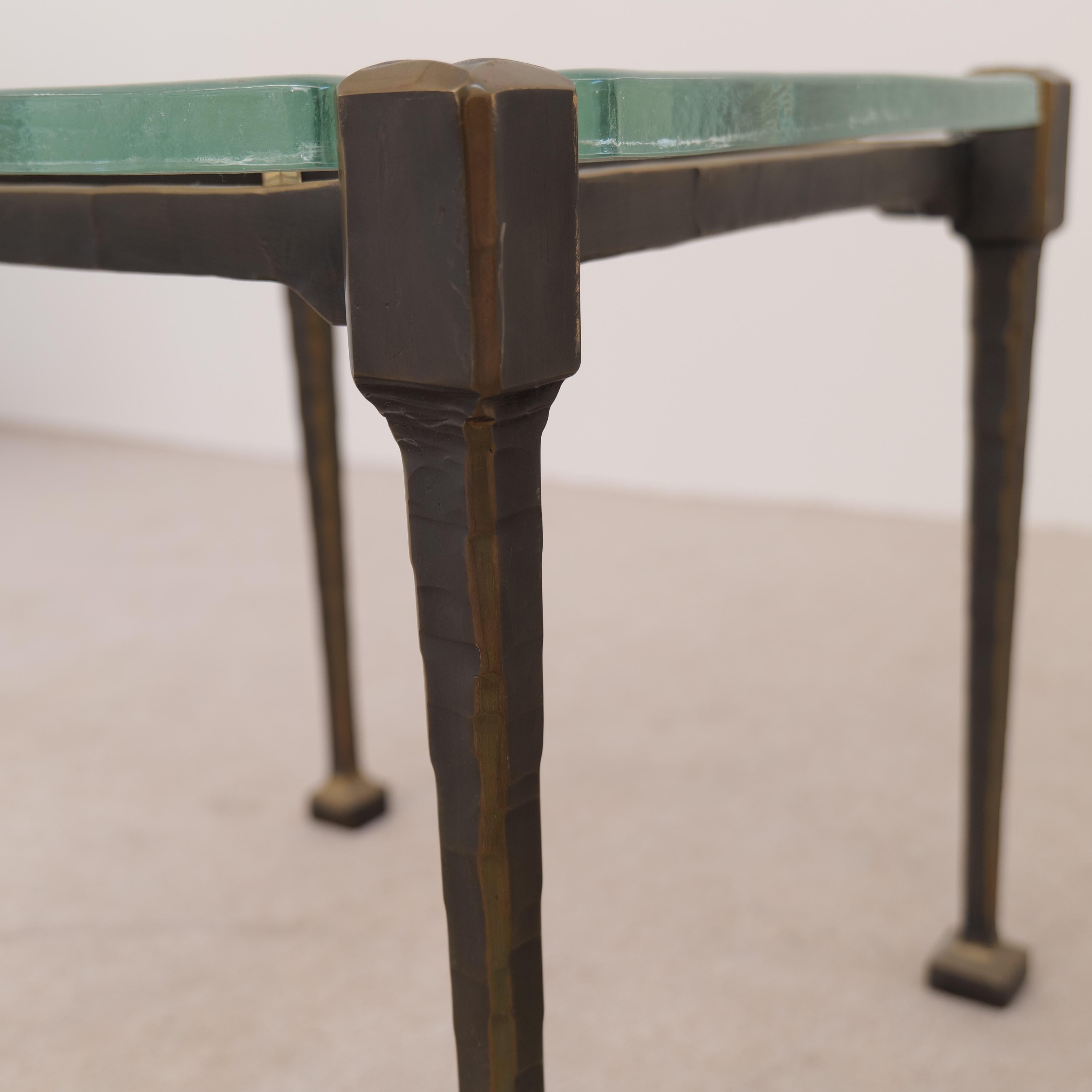 Lothar Klute forged bronze table with cast glass For Sale 3