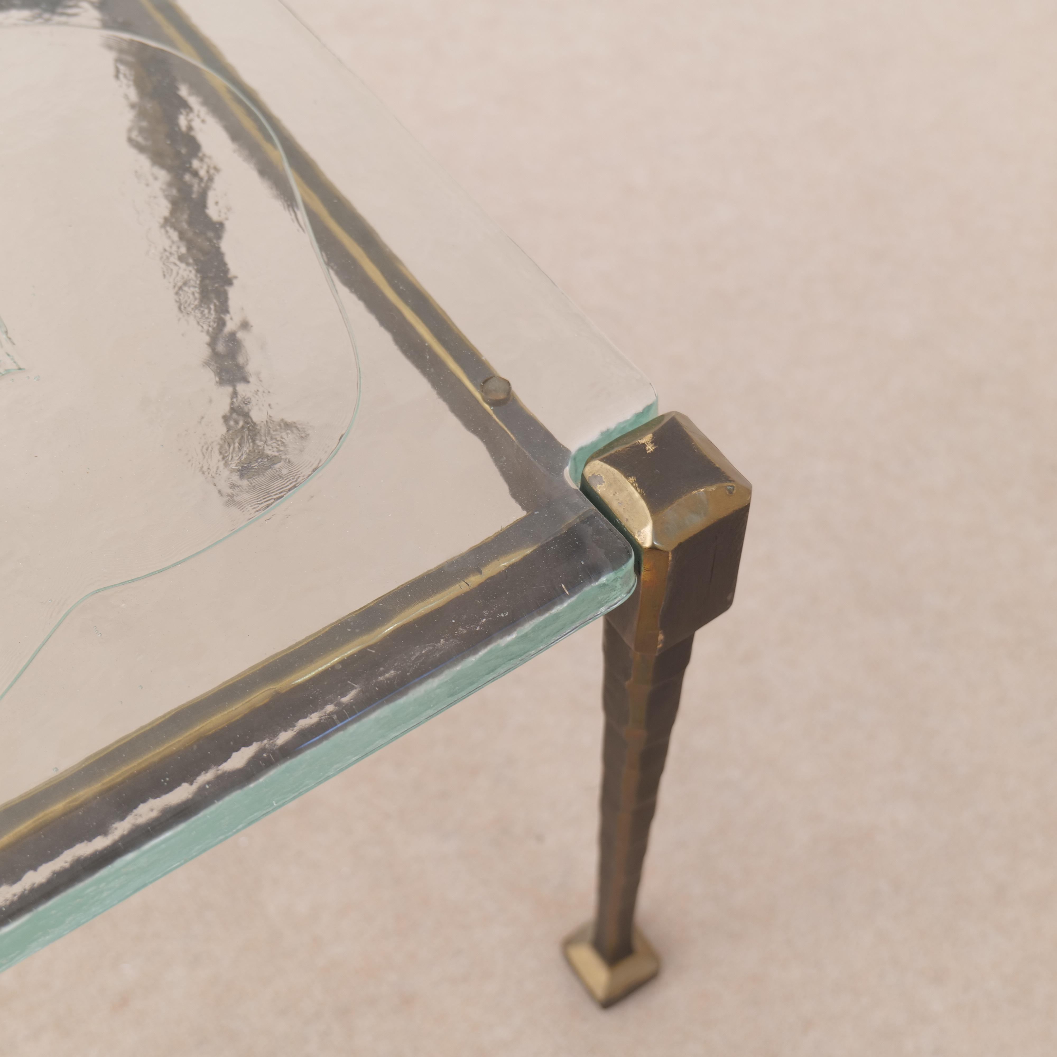 Bronze Lothar Klute forged bronze table with cast glass For Sale