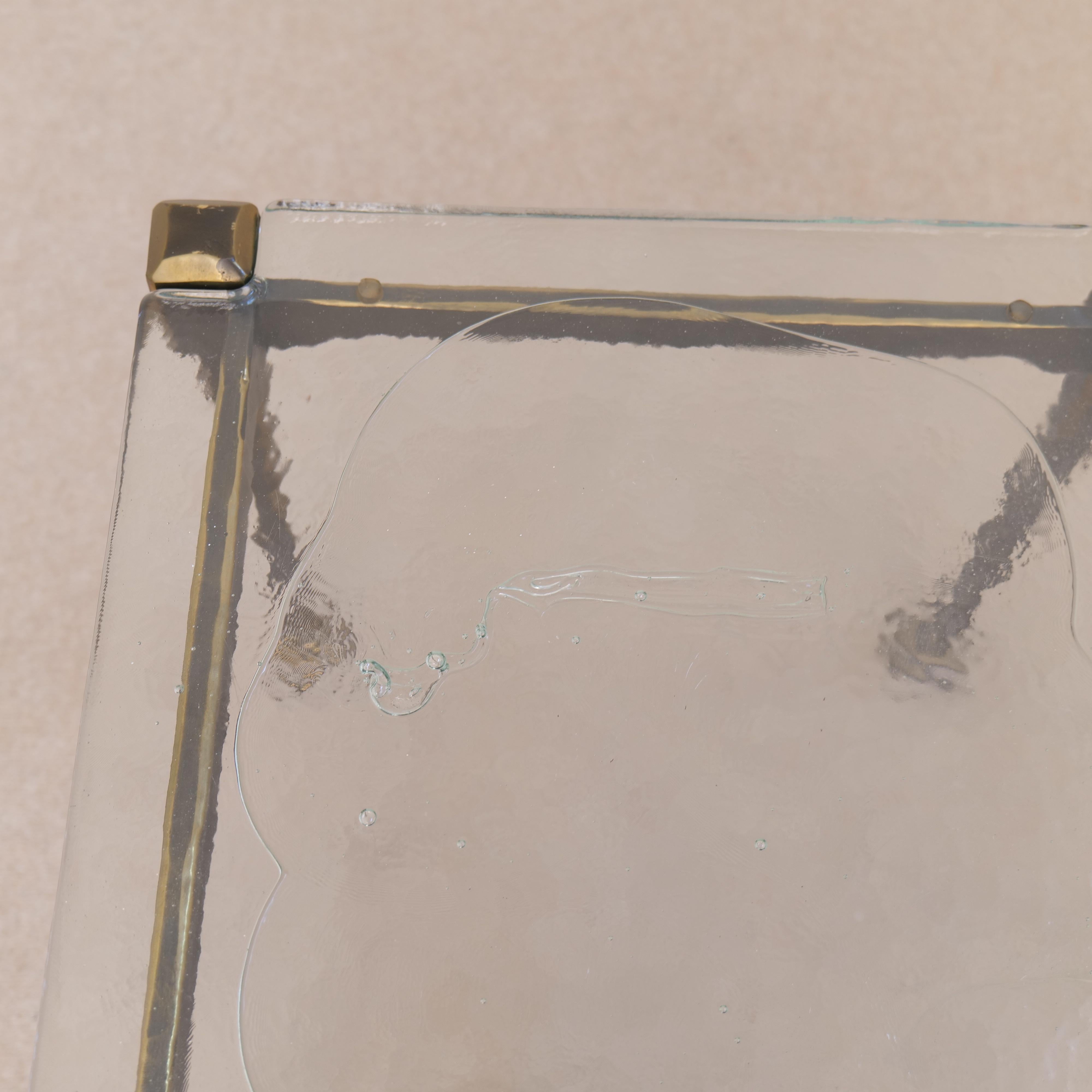Lothar Klute forged bronze table with cast glass For Sale 1