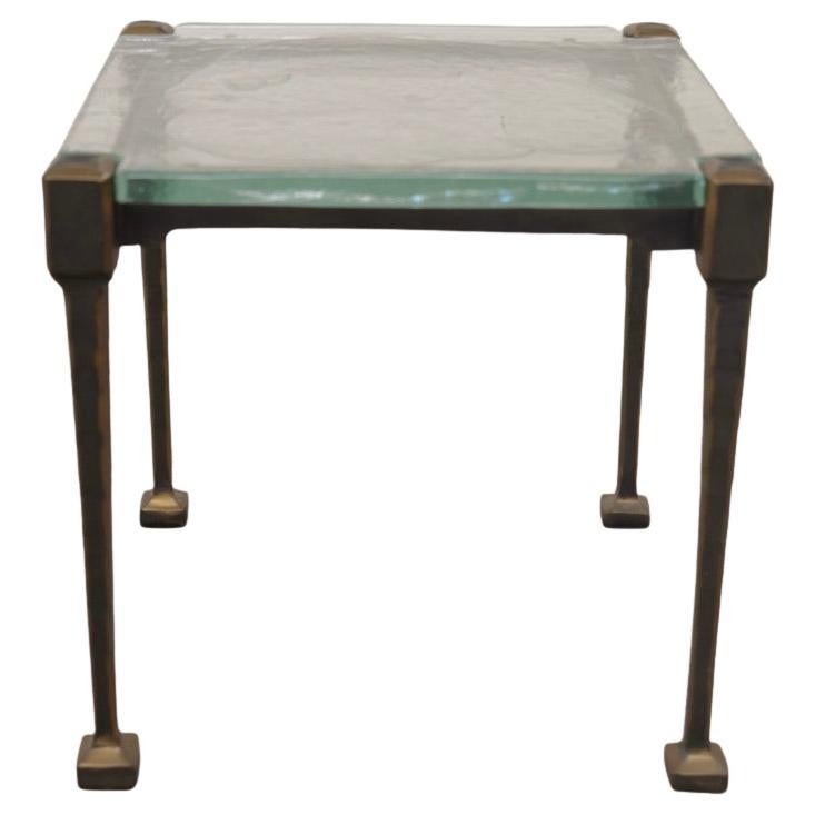 Lothar Klute forged bronze table with cast glass For Sale