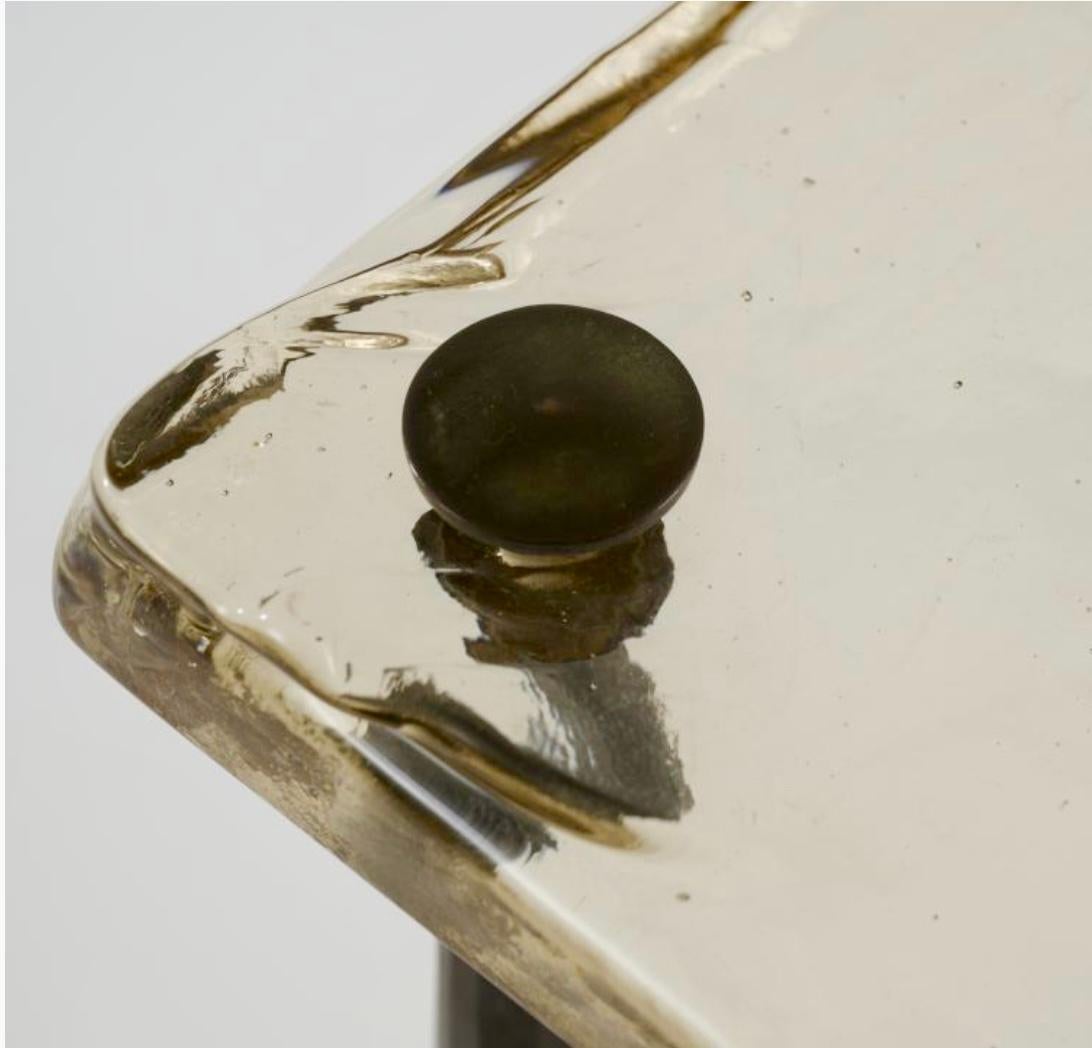 Late 20th Century Löthar Klute Forged Iron & Cast Lead Crystal Top Side Table, Germany, 1983 For Sale