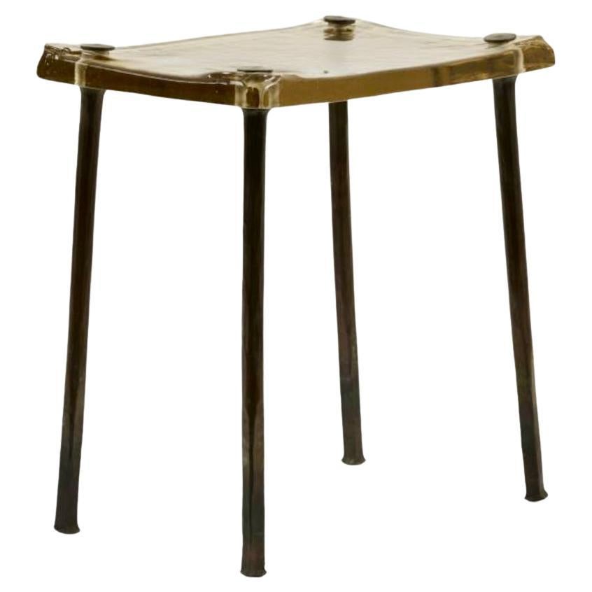 Table d'appoint Löthar Klute en fer forgé et cristal de plomb coulé, Allemagne, 1983