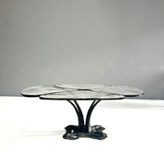 Lothar Klute, forged table made of bronze and Dall glass, 1987
