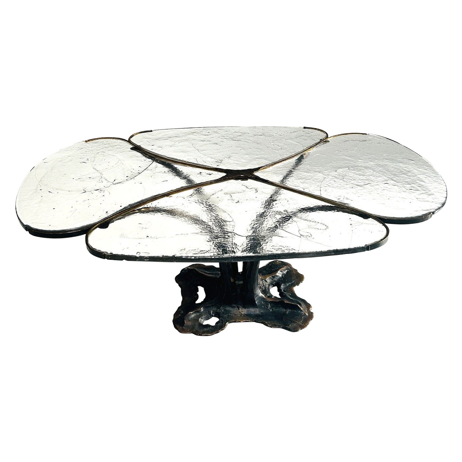 Lothar Klute, table forgée en bronze et verre Dall, 1987 en vente