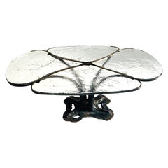 Lothar Klute, forged table made of bronze and Dall glass, 1987