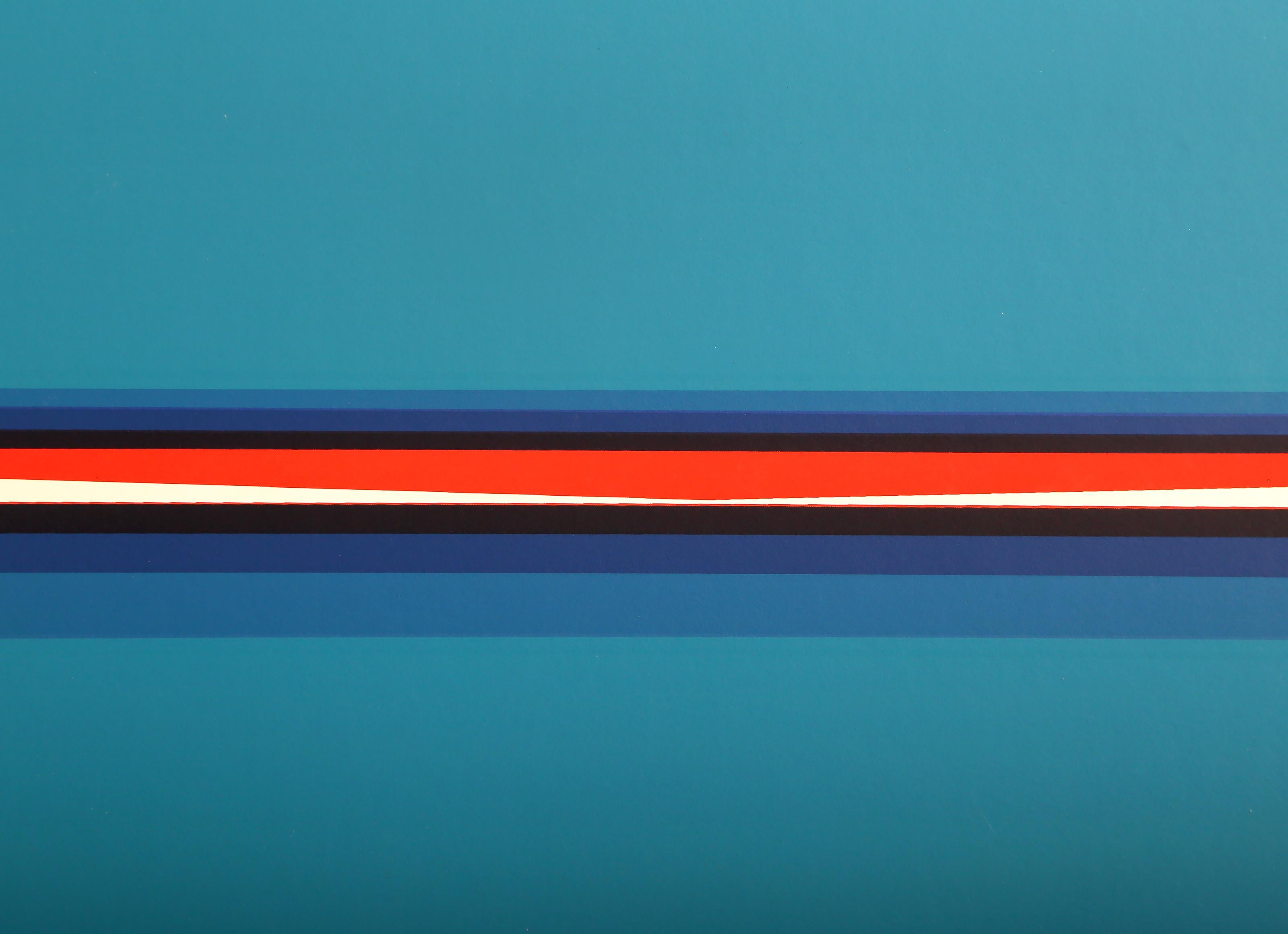 Blue Horizon, Abstract Geometric Screenprint by Lothar Quinte For Sale 1