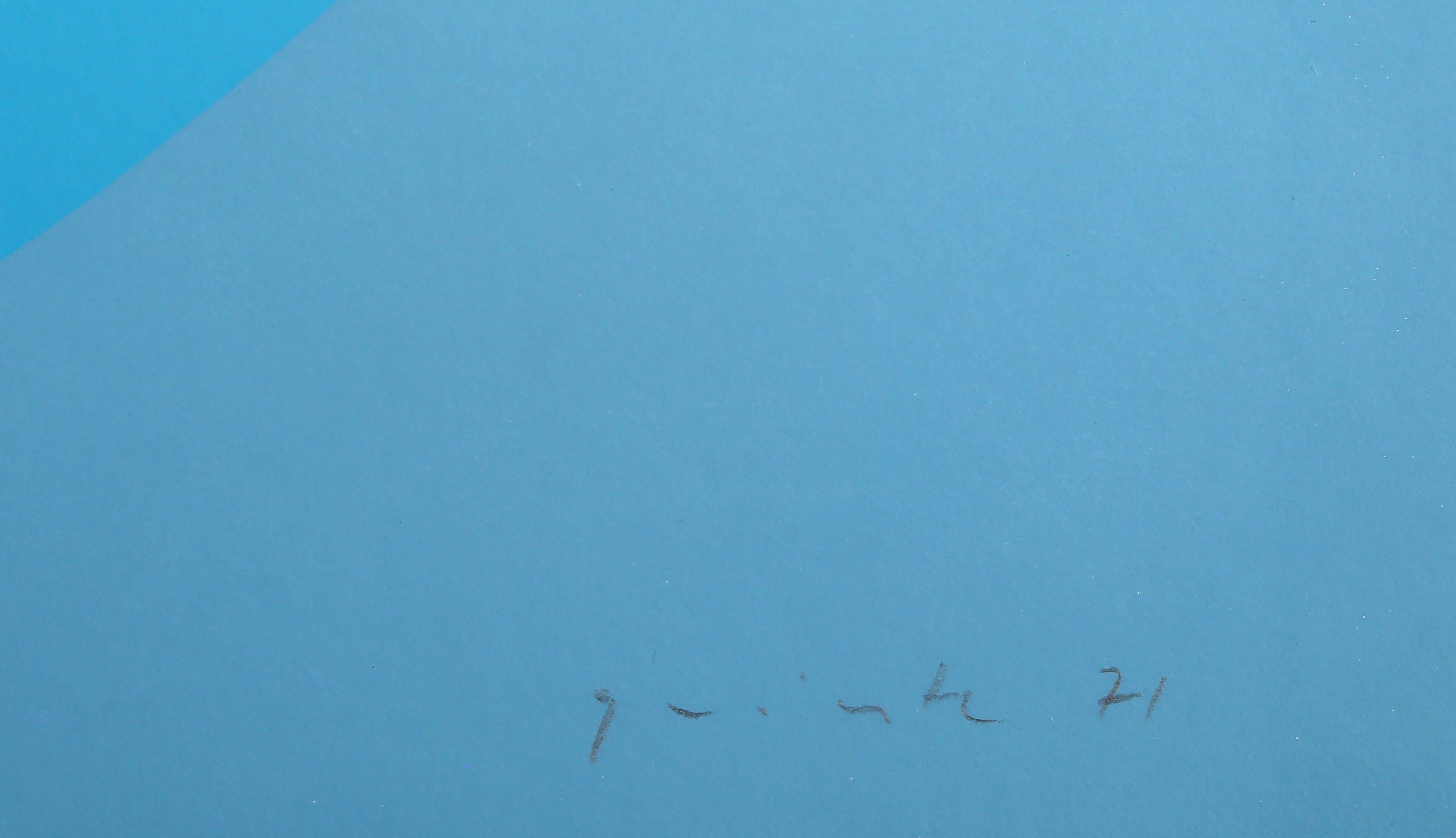 Blue Horizon, Abstract Geometric Screenprint by Lothar Quinte For Sale 3